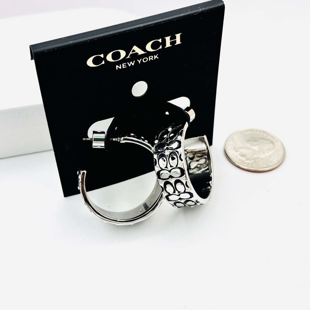 Coach Quilted C Huggie Earrings - Picture 3 of 4